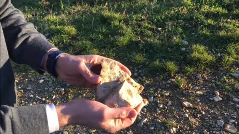 Rocks from the soil in a vineyard in Burgundy, France