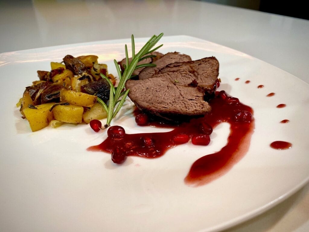 Pan-Seared Beef Tenderloins with Pomegranate Pinot Noir Sauce