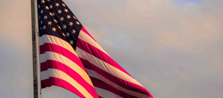 Flag Day American Flag in Sunset