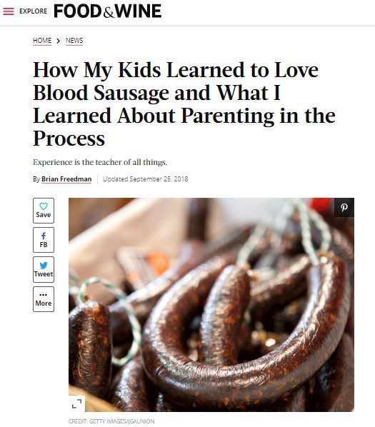 Screenshot of Food & Wine Article by Brian Freedman