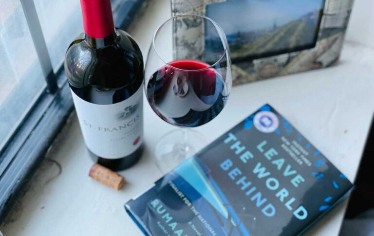 Wine and book pairing with St. Francis Claret and Leave the World Behind