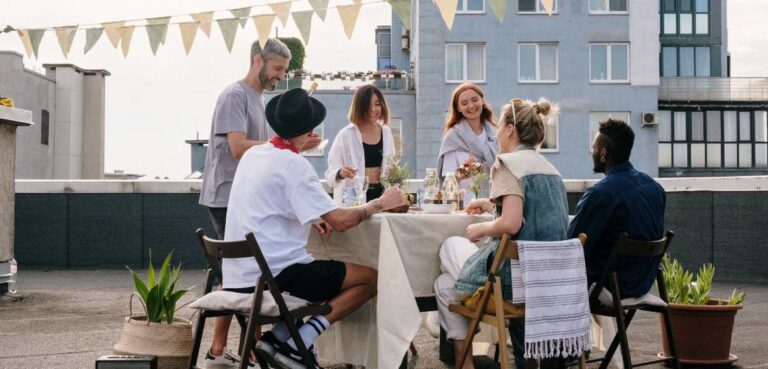Brunch with friends on rooftop