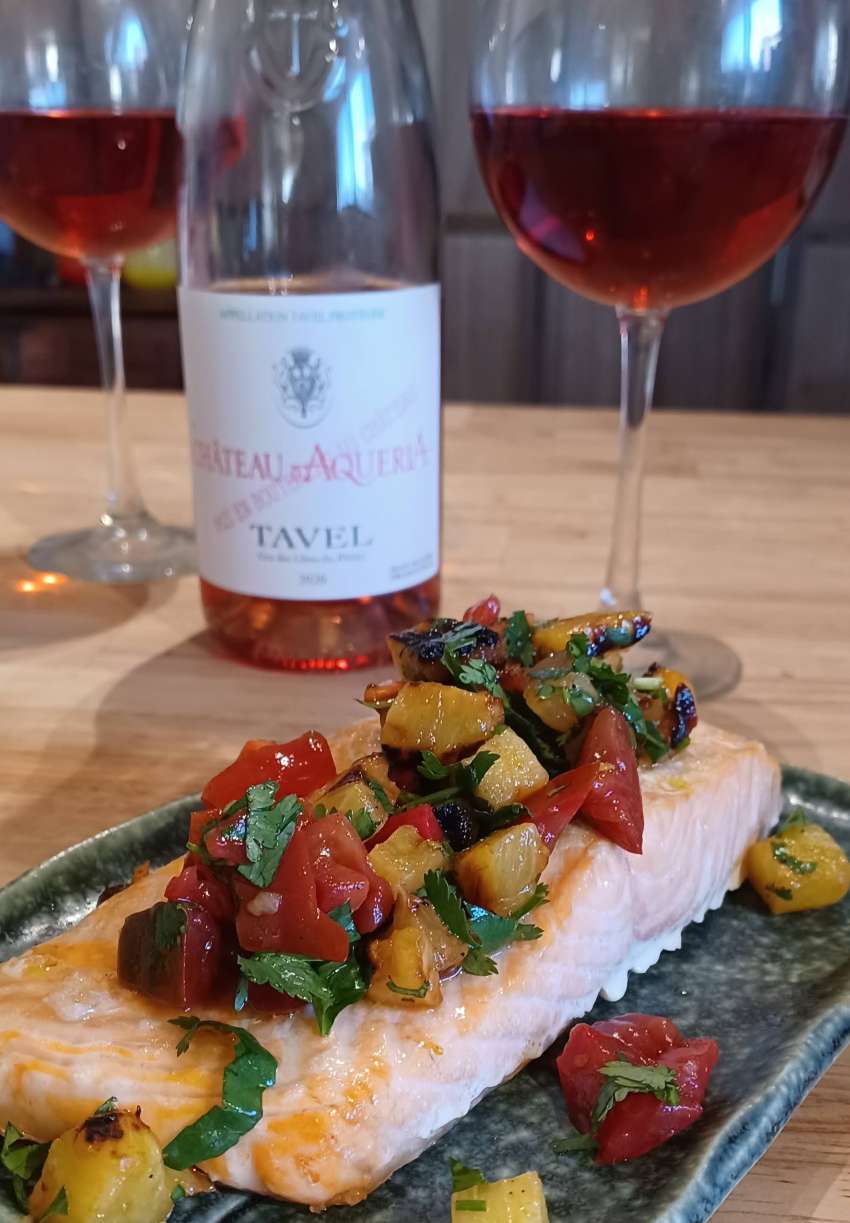 Preparing the salmon