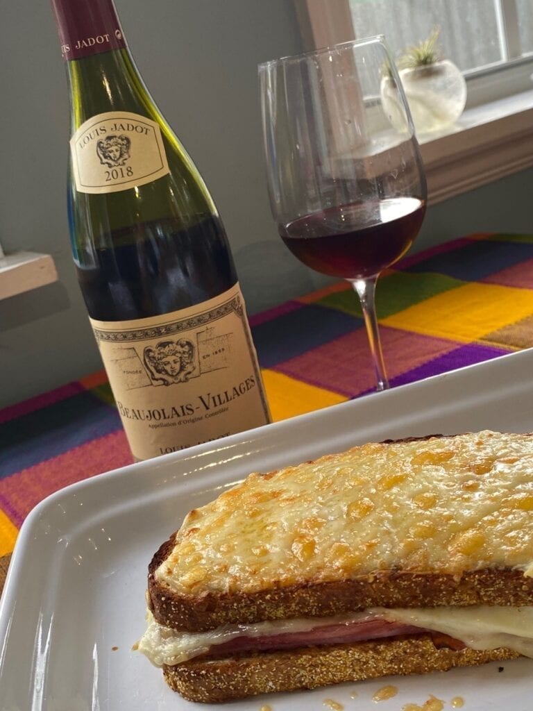 Louis Jadot Beaujolais Villages and croque monsieur sandwich