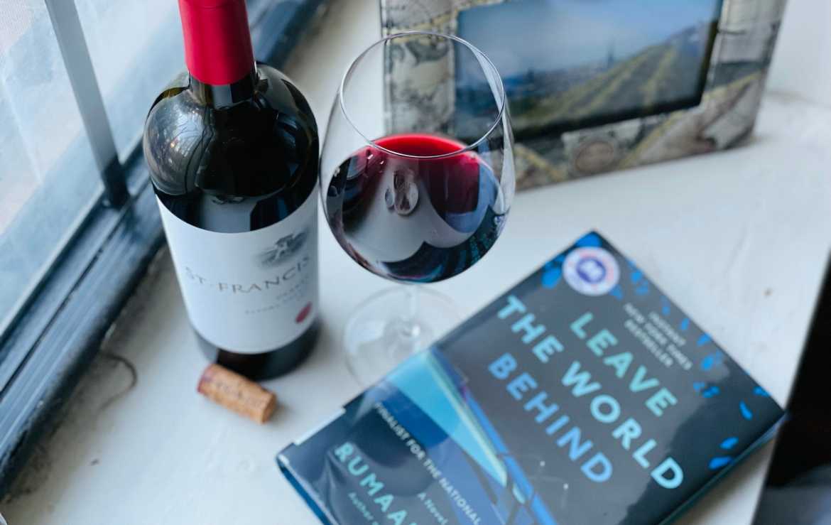 Wine and book pairing with St. Francis Claret and Leave the World Behind