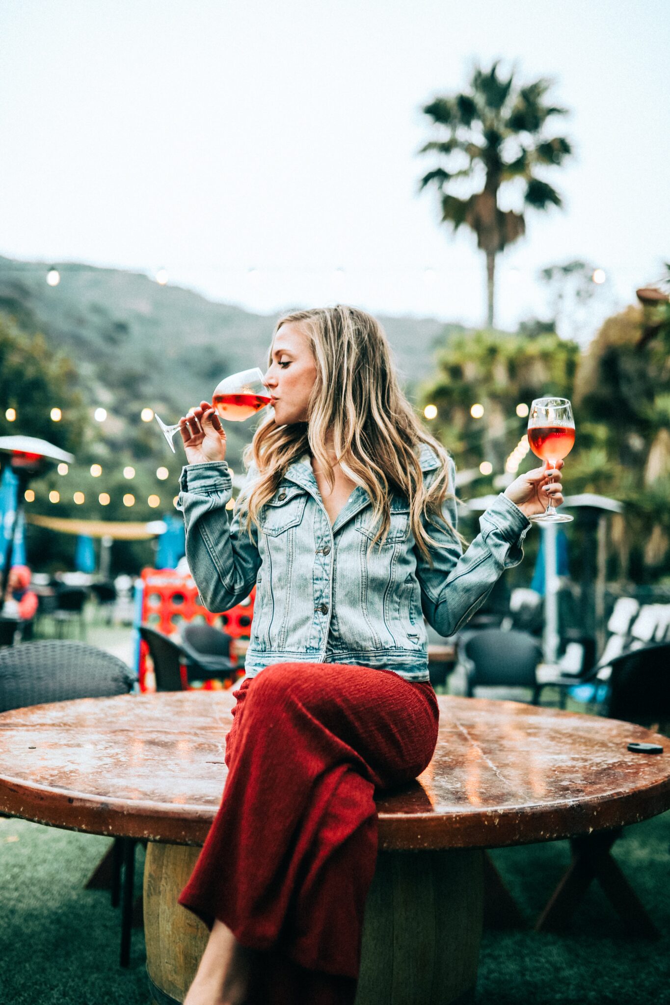 girl with two glasses of rose