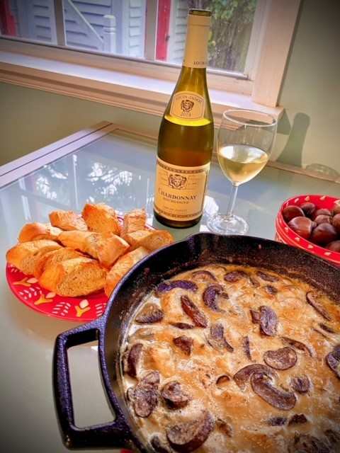 mushroom chicken bake with chardonnay wine