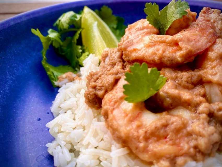 Thai Peanut Coconut Shrimp with Rice