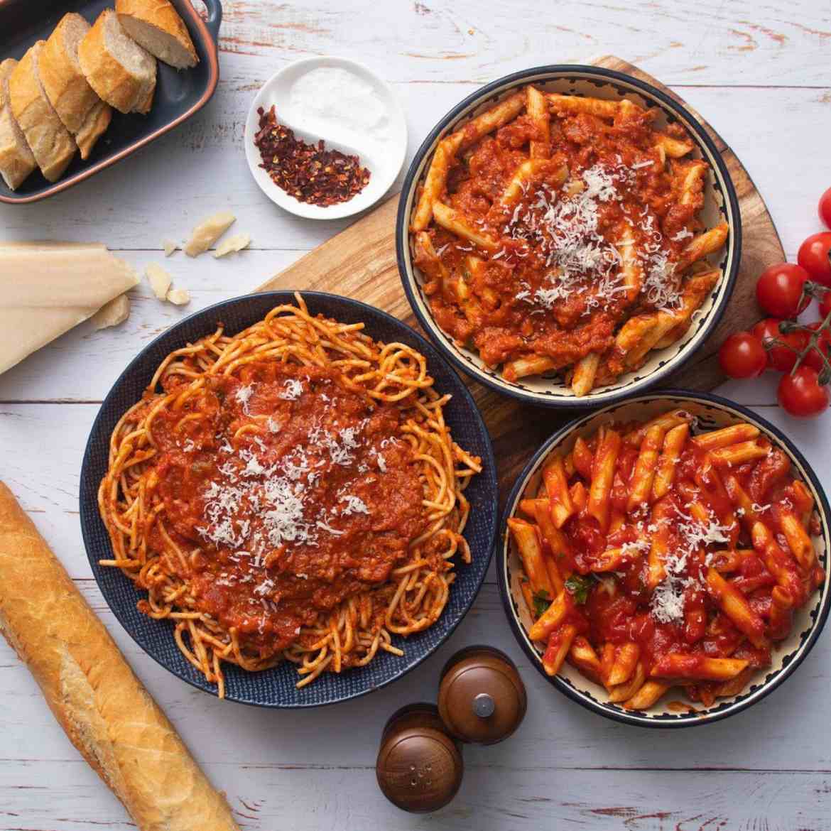 3 pasta dishes