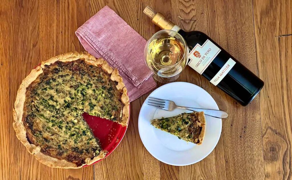 Greco di Tufo and Somerset cheddar quiche