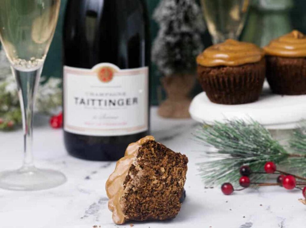 Small-batch gingerbread cupcakes with Taittinger champagne